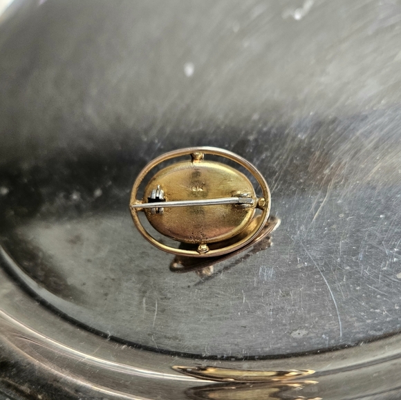 ANTIQUE 10k Grey Mabe Pearl Pin Brooch - Picture 7 of 8